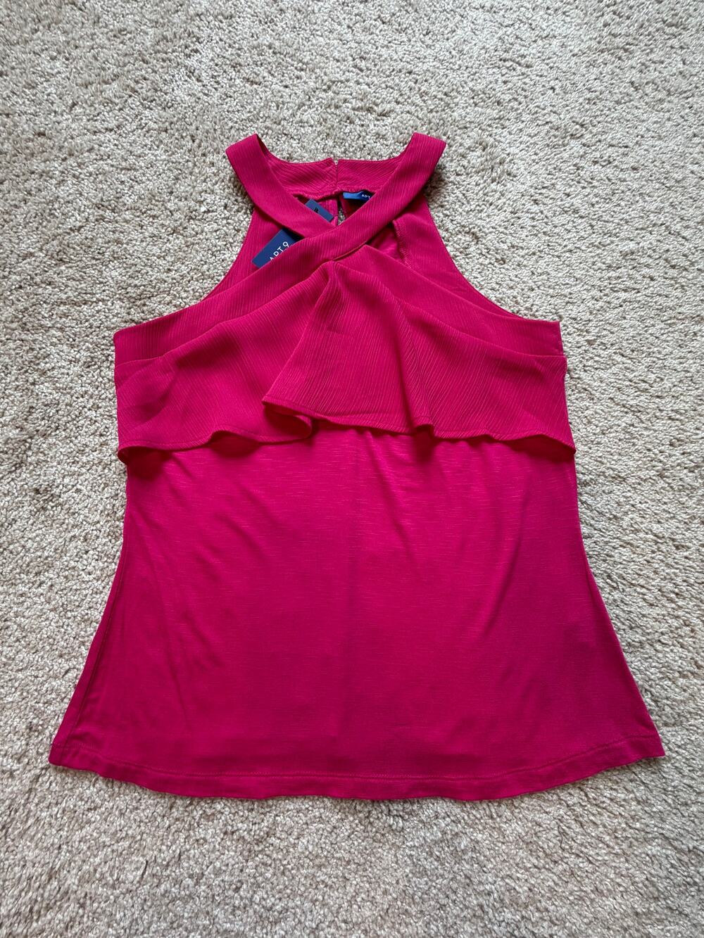NWT Apt. 9 Hot Pink Ruffle Flowy Halter Top Medium Going Out Work